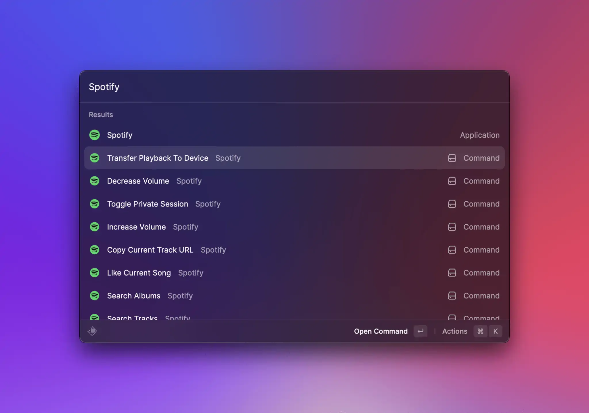 Example: Control the Spotify macOS app from Raycast